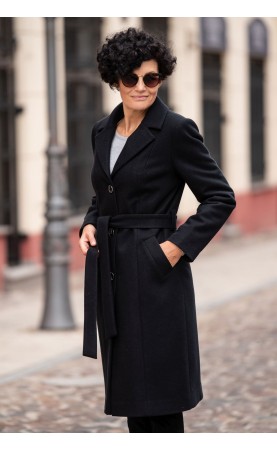 Długi płaszcz damski w kolorze czarnym, Wizytowa odzież wierzchnia od Choice