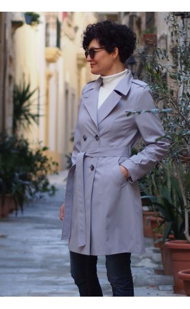 Klasyczny płaszcz dwurzędowy w szarym kolorze, Elegancka odzież wizytowa na każdą okazję od Choice