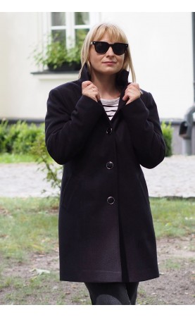Młodzieżowy, wełniany płaszczyk na ważne uroczystości. Małe, czarne płaszcze , polska produkcja od Butik Choice.